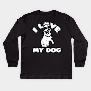 I Love My Dog by Basement Mastermind Kids Long Sleeve T-Shirt